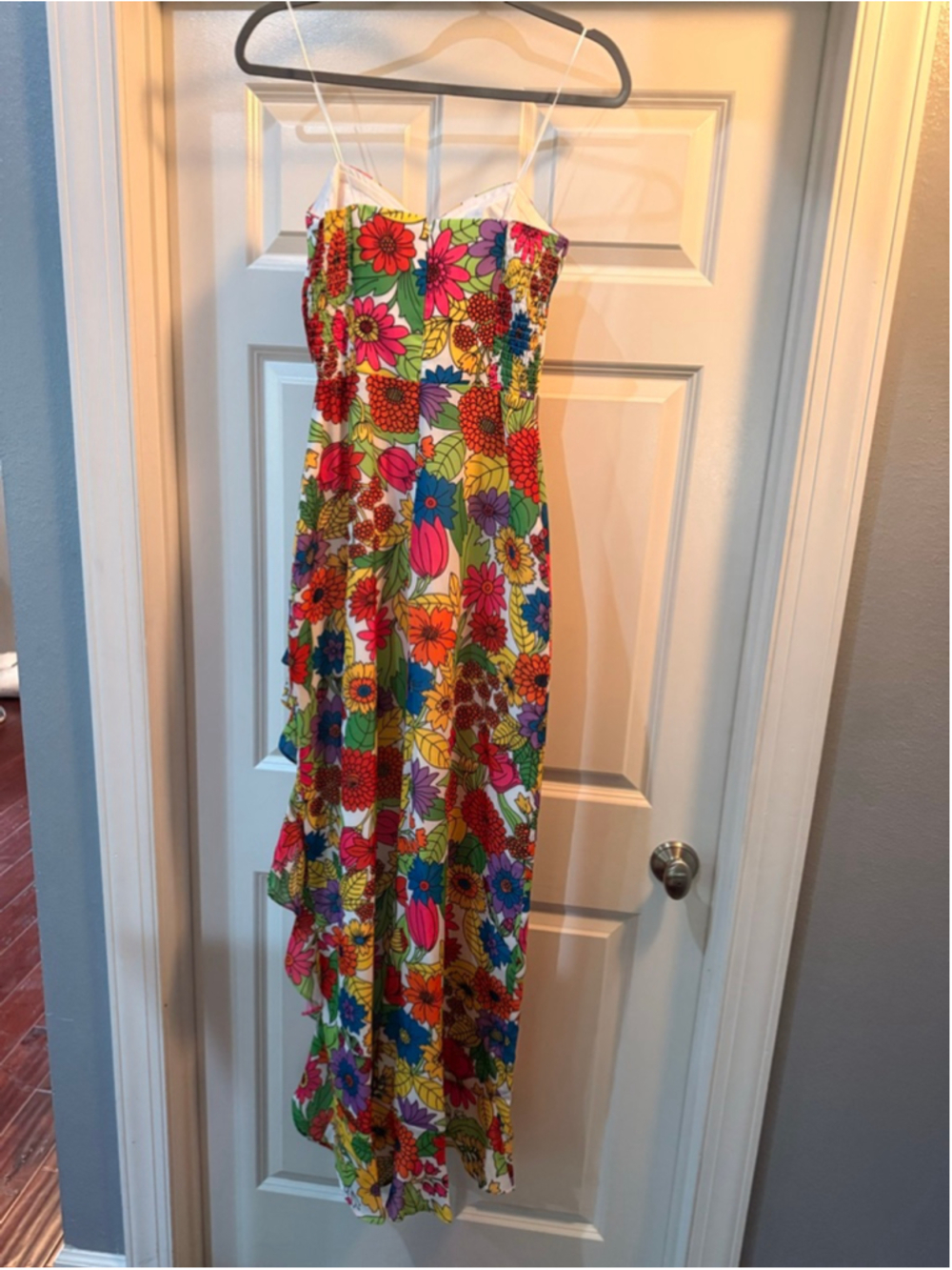 Women's Amanda Uprichard High Low Dress S White Multi-color Floral - Picture 5 of 6